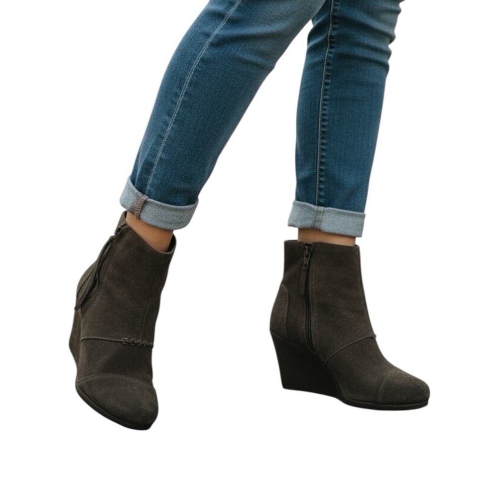 TOMS wedge suede ankle boots